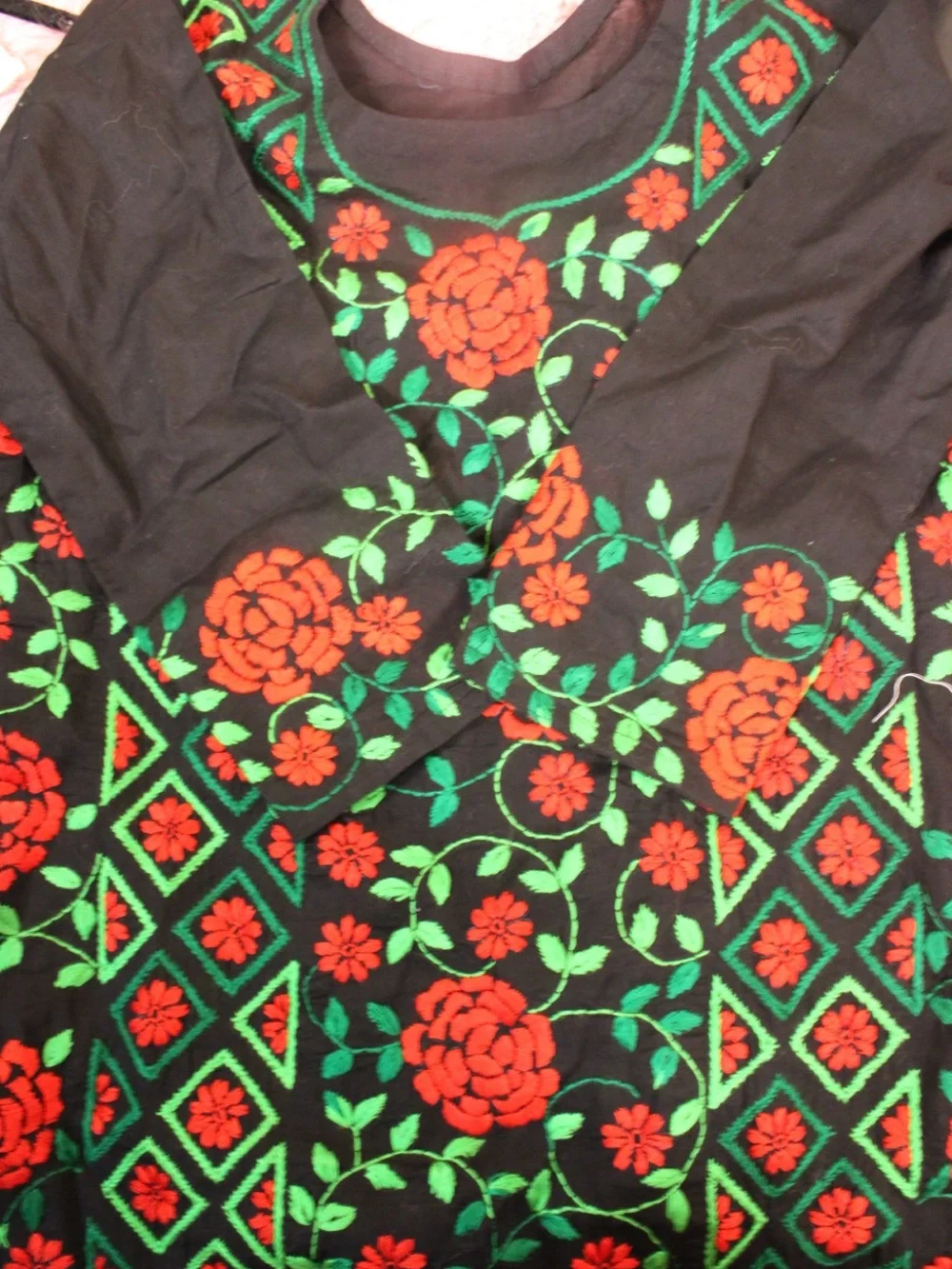 Rare Handmade Kantha Embroidered Bangladesh Cotton Dress - Picture 14 of 16